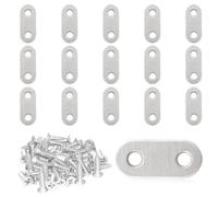 Hocansen 20 Pezzi Acciaio Inox Staffetta , con 40 Pezzi Viti,Mensola Piastre di giunzione Piastra di Riparazione per Fissaggio di Legno Tavolo Sedia Mensola (JM/36x16mm)