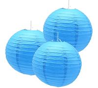 Hocansen 3 Pezzi Lanterna di carta 12in Lanterne Cinesi Lanterna di carta Rotonde Lanterne da Appendere Decorazione (12in/Sky Blue)