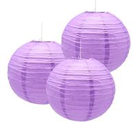 Hocansen 3 Pezzi Lanterna di carta 12in Lanterne Cinesi Lanterna di carta Rotonde Lanterne da appendere decorazione (12in/ Purple)