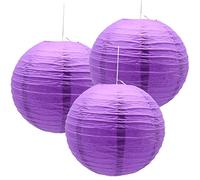 Hocansen 3 Pezzi Lanterna di carta 12in Lanterne Cinesi Lanterna di carta Rotonde Lanterne da appendere decorazione (12in/Deep Purple)