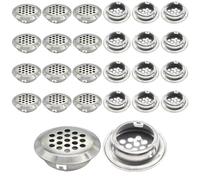Hocansen 30 Pezzi Griglia di Ventilazione 25mm Rotonda Foro Sfiato Acciaio Inox Rotondo Griglia Aria Prese d'aria a Maglia per Armadi, Armadietto (FK/25MM)