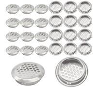 Hocansen 30 Pezzi Griglia di Ventilazione 35mm Rotonda Foro Sfiato Acciaio Inox Rotondo Griglia Aria Prese d'aria a Maglia per Armadi, Armadietto (FK/35MM)