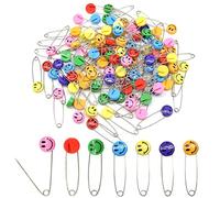 Hocansen 30 Pezzi Spille da Balia 2in Spille di Sicurezza per Bambini Testa di Plastica Stoffa Spille per Trapuntatura,Pannolini e Cucire (Colour-Smile/DT-BZ)