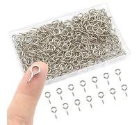 Hocansen 300 Pezzi Occhielli a Vite 17x8mm Bulloni a ganci occhiello Ganci a Vite Acciaio Inossidabile con Filettatura per Legno, Artigianato (17.7 * 8.8mm)
