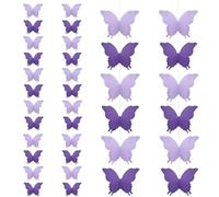 Hocansen 4 Pezzi Farfalla di Carta 3D Viola Ghirlanda Farfalle Decorativo Festa Striscione Decorazioni Carta Farfalle da Appendere Banner per Matrimoni, Compleanni (Purple/ZHD)