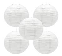Hocansen 5 lanterne di carta, rotonde, 12 cm, per feste, matrimoni, giardini (bianco)