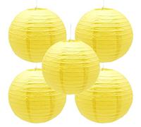 Hocansen 5 lanterne di carta, rotonde, 12 cm, per feste, matrimoni, giardini (giallo)