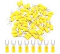 Hocansen 50 Pezzi Connettore a Forcella Crimpatrice Crimp Terminale Set Terminali a Forcella Isolati Connettore a Crimpare per Forcella per Cavi Da 4,0 - 6,0 mm² Fili Elettrici (PFY/M5)