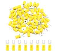 Hocansen 50 Pezzi Connettore a Forcella Crimpatrice Crimp Terminale Set Terminali a Forcella Isolati Connettore a Crimpare per Forcella per Cavi Fili Elettrici (PFY/M4)