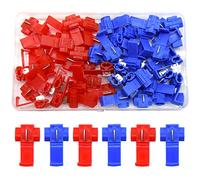 Hocansen 50 Pezzi Connettori Filo Lock Terminali Crimpare Connettore Derivazione Isolati Capicorda Elettrici Connettori Rapidi Giunzione Cavi Connettori (2XJ/Red/Blue)