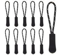 Hocansen 50 Pezzi Cordino Cerniera Lampo Zipper Puller 66mm Etichetta Nylon Cord Cerniera Tiretto Sostituzione Tira Zip Estensione per Zaini Giacche (LLS/Black+White)
