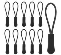 Hocansen 50 Pezzi Cordino Cerniera Lampo Zipper Puller 66mm Etichetta Nylon Cord Cerniera Tiretto Sostituzione Tira Zip Estensione per Zaini Giacche (LLS/Black)