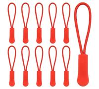 Hocansen 50 Pezzi Cordino Cerniera Lampo Zipper Puller 66mm Etichetta per Cerniera Nylon Cord Tiretto Sostituzione Tira Zip Estensione per Zaini Giacche (LLS/Red)