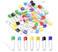 Hocansen 50 Pezzi Spille da Balia 2in Spille di Sicurezza per Bambini Testa di Plastica Stoffa Spille per Trapuntatura,Pannolini e Cucire (Colour/DT-BZ)