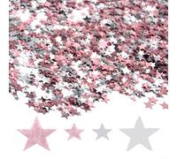 Hocansen 60 Grammi/2 Oncia Stelle Confetti Coriandoli della Tavola 6mm+10mm Metallico Lamina Stelline Paillettes Glitter Stelle Paillettes per Feste Decorazione (Silver+Rose Gold/ZX-XX)