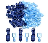 Hocansen 60 Pezzi/30 Pairs T-Tap Connettore Terminale Completamente Isolato Maschio Spade Connettore Kit Filo Elettrico Connettore Rapido Autoesfoliante (NTJ/Blue)