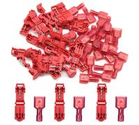 Hocansen 60 Pezzi/30 Pairs T-Tap Connettore Terminale Completamente Isolato Maschio Spade Connettore Kit Filo Elettrico Connettore Rapido Autoesfoliante (NTJ/Red)