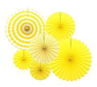 Hocansen 6Pezzi Ventaglio di Carta 8/12/16 in Ventagli Carta da Appendere Ventaglio Rotondo Pieghevole Pom Pom Ghirlande Colorate Decorazioni per Feste,Matrimoni,Compleanni (ZS/Yellow)
