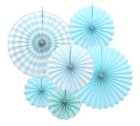 Hocansen 6Pezzi Ventaglio di Carta 8/12/16in Ventagli Carta da Appendere Ventaglio Rotondo Pieghevole Pom Pom Ghirlande Colorate Decorazioni per Feste,Matrimoni,Compleanni (ZS/Blue)