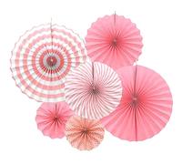 Hocansen 6Pezzi Ventaglio di Carta 8/12/16in Ventagli Carta da Appendere Ventaglio Rotondo Pieghevole Pom Pom Ghirlande Colorate Decorazioni per Feste,Matrimoni,Compleanni (ZS/Pink)