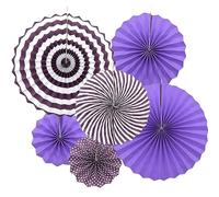 Hocansen 6Pezzi Ventaglio di Carta 8/12/16in Ventagli Carta da Appendere Ventaglio Rotondo Pieghevole Pom Pom Ghirlande Colorate Decorazioni per Feste,Matrimoni,Compleanni (ZS/Purple)