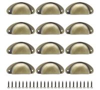 Hocansen Maniglie Conchiglia,12 Pezzi 81mm Vintage Maniglia Conchiglie Maniglia a Semicerchio,con Viti per Cassetti, Maniglie Cucina per Cassetti, Pomelli per Mobili (LS-BK/Bronze)