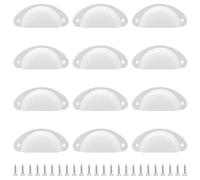 Hocansen Maniglie Conchiglia,12 Pezzi 81mm Vintage Maniglia Conchiglie Maniglia a Semicerchio,con Viti per Cassetti, Maniglie Cucina per Cassetti, Pomelli per Mobili (LS-BK/White)