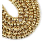 HOCEDO 124-166 pz Perline di Pietra Naturale Fai da Te Color Oro Perle di Lava Vulcanica Pietra Lavica 6/8/10mm Perline Rotonde e Piatte Allentate per la Produzione di Gioielli