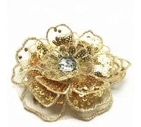 HOCEDO 5 Pezzi 8 cm Oro Argento Paillettes Ricamati Testa di Fiore 3D Cucire sulla Toppa Maglia Multistrato per Abiti da Sposa Appliques Fai da Te