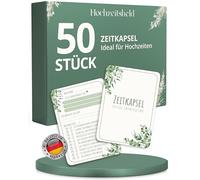 HOCHZEITSHELD Capsule temporali per matrimonio, 50 pezzi, come bel libro | Giochi di nozze per gli ospiti da compilare, messaggi d'amore e auguri per la coppia di sposi, aperto dopo 1