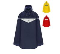 HOCK Premium poncho da bicicletta "Super Praktiko" con ventilazione e apertura laterale, 100% impermeabile, per uomo e donna., Adulti (unisex), Argento/blu marino, XXL über 185cm Körpergröße