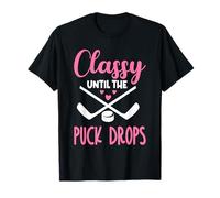 Hockey Classy Fino al Disco Gocce Carino Amore Hockey Divertente Maglietta