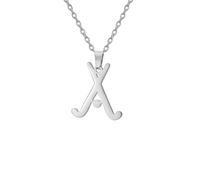 Hockey Da Campo Collana per Le Donne Uomini In Acciaio Inox Sport Charm Stile Hockey su ghiaccio Bastone con Palla Pendente Collane Gioielli Regali per i Giocatori (argento)