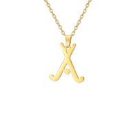Hockey Da Campo Collana per Le Donne Uomini In Acciaio Inox Sport Charm Stile Hockey su ghiaccio Bastone con Palla Pendente Collane Gioielli Regali per i Giocatori (oro)