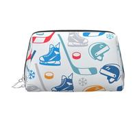 Hockey Elements - Beauty case con motivo creativo e divisorio, borsa da toeletta da viaggio portatile, Argento, One Size