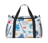 Hockey Elements - Borsa da viaggio con stampa creativa e fantasia, versatile, capiente, elegante, funzionale per attività all'aperto