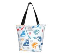 Hockey Elements Creative Fantasia Stampa Tote Bag Per Le Donne, Riutilizzabile Grande Signore Borsa a Tracolla Grande Capacità Shopping Totes Fasion Borsa Per Ufficio, Shopping, Viaggi