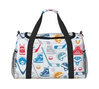 Hockey Elements Creativo Fantasia Stampa Uso quotidiano Viaggio Duffle Bag Grande Capacità Borsa Da Viaggio Elegante Borsa Funzionale, nero, Taglia unica