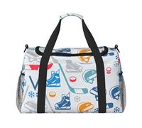 Hockey Elements Creativo Stampa Fantasia Grande Tela Viaggio Duffel Bag Weekender Borse per le Donne Pernottamento Bag Carry On Tote Bag, nero, Taglia unica