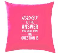 Hockey Is The Answer Who Cura What Question - Cuscino - Campo Ghiaccio Bastone