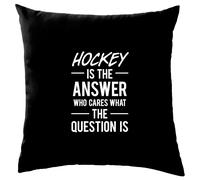 Hockey Is The Answer Who Cura What Question - Cuscino - Campo Ghiaccio Bastone