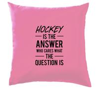 Hockey Is The Answer Who Cura What Question - Cuscino - Campo Ghiaccio Bastone