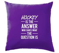 Hockey Is The Answer Who Cura What Question - Cuscino - Campo Ghiaccio Bastone