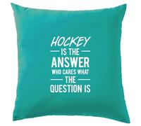 Hockey Is The Answer Who Cura What Question - Cuscino - Campo Ghiaccio Bastone