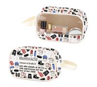 Hockey Mom Clear Makeup Bag Momsicle Definizione PU Leather Cosmetic Bag con manico Regalo per la festa della mamma, Momsicle Pu, No