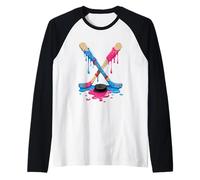 Hockey Sticks Ice Cream Sprinkle Drip Sport Boy Youth Player Maglia con Maniche Raglan