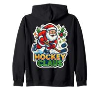 Hockey su Ghiaccio Babbo Natale Buon Natale Divertente Giocatore Amante Felpa con Cappuccio