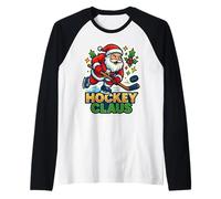 Hockey su Ghiaccio Babbo Natale Buon Natale Divertente Giocatore Amante Maglia con Maniche Raglan