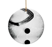 Hockey su ghiaccio Stampa artistica Regali di Natale Collaboratore Per Amici Famiglia Circolare Ceramica Ornamenti Appesi di Natale Per La Decorazione