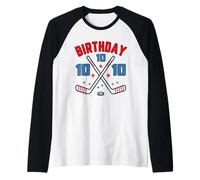 Hockey su ghiaccio Ten Birthday Boy 10th Party Boys Età 10 Maglia con Maniche Raglan